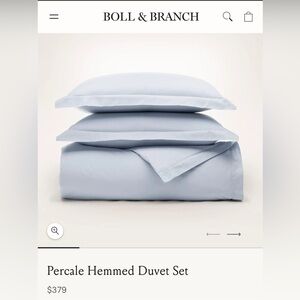 Boll & Branch NWT signature duvet cover and shams king size hydrangea blue gray